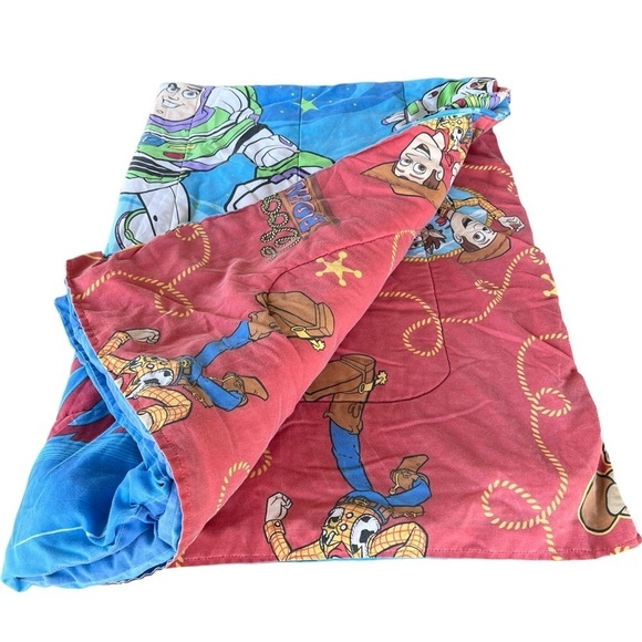VTG Disney Toy Story Reversible Comforter Buzz Lightyear Woody’s Roundup 90s GUC - Picture 4 of 15